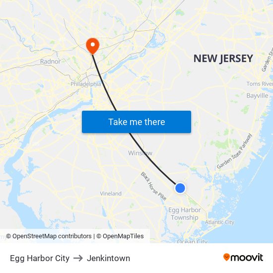 Egg Harbor City to Jenkintown map