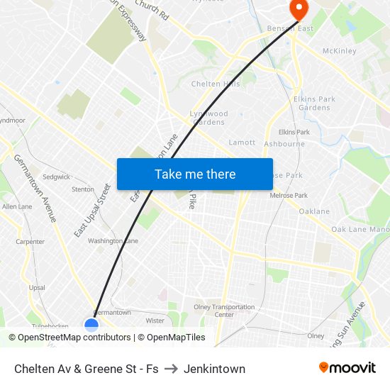 Chelten Av & Greene St - Fs to Jenkintown map