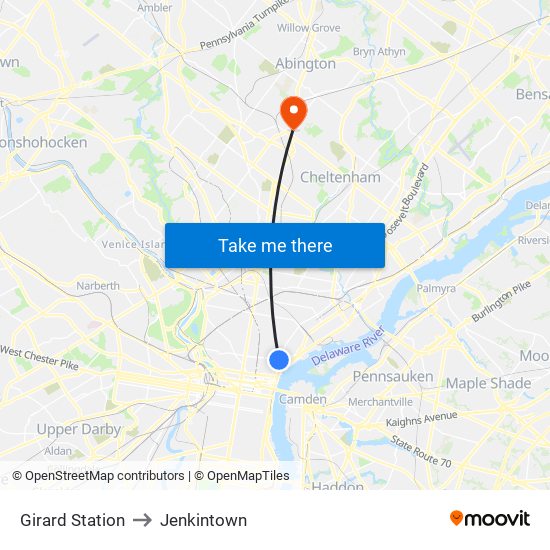 Girard Station to Jenkintown map