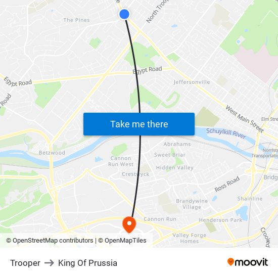 Trooper to King Of Prussia map