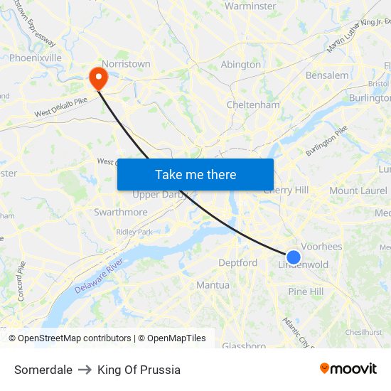 Somerdale to King Of Prussia map