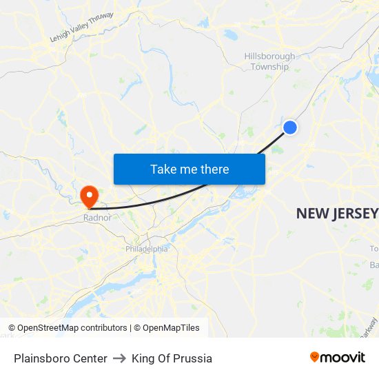 Plainsboro Center to King Of Prussia map