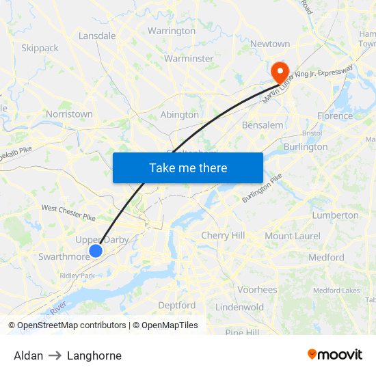 Aldan to Langhorne map