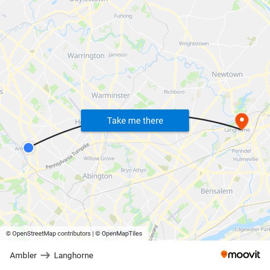 Ambler to Langhorne map