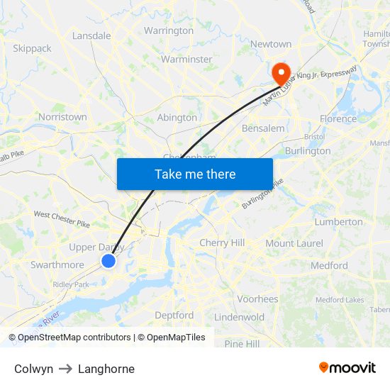 Colwyn to Langhorne map