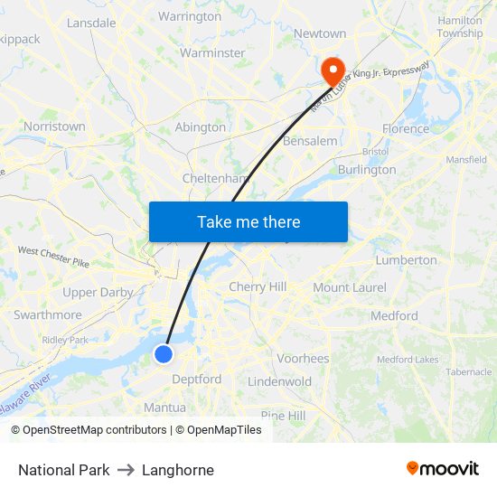 National Park to Langhorne map