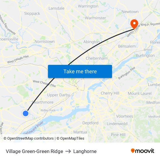 Village Green-Green Ridge to Langhorne map