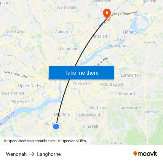 Wenonah to Langhorne map