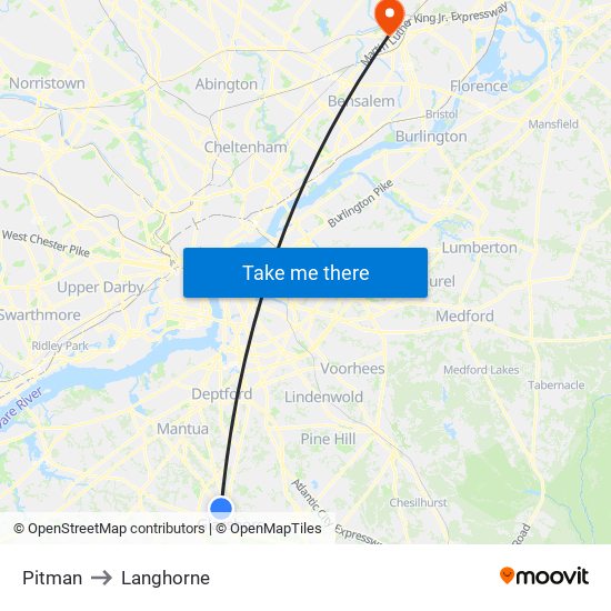 Pitman to Langhorne map