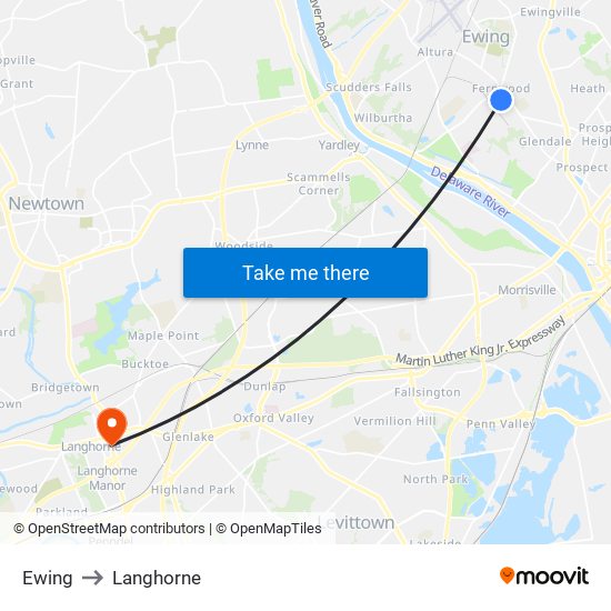 Ewing to Langhorne map