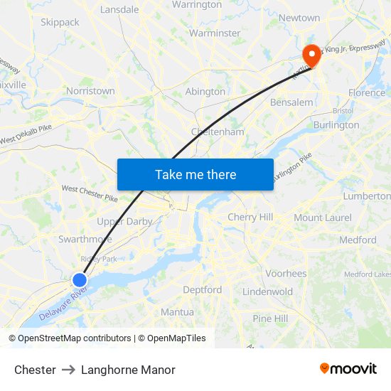 Chester to Langhorne Manor map