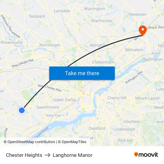 Chester Heights to Langhorne Manor map