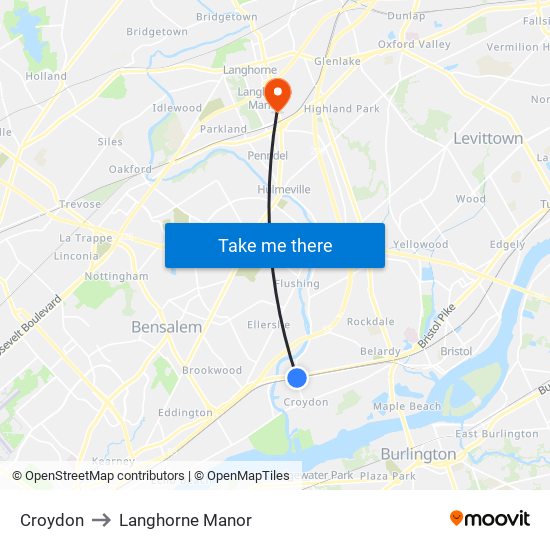 Croydon to Langhorne Manor map