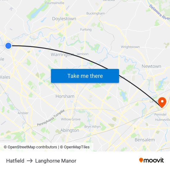 Hatfield to Langhorne Manor map