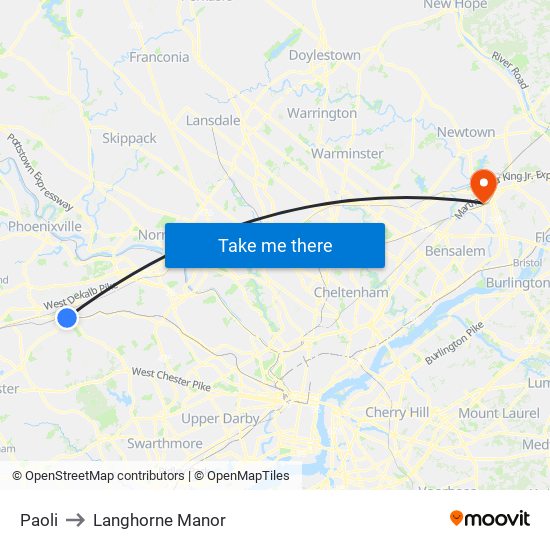 Paoli to Langhorne Manor map