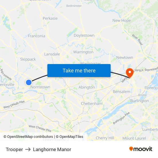 Trooper to Langhorne Manor map