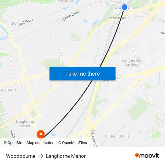 Woodbourne to Langhorne Manor map