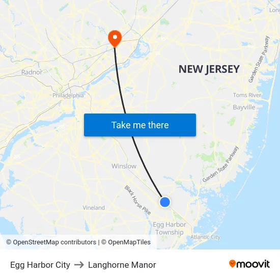 Egg Harbor City to Langhorne Manor map