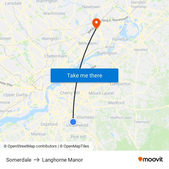 Somerdale to Langhorne Manor map