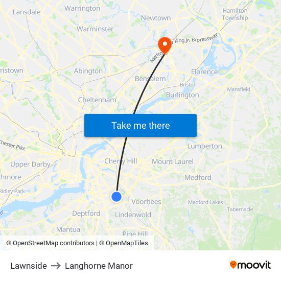 Lawnside to Langhorne Manor map