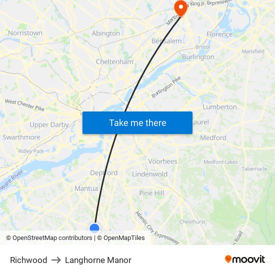 Richwood to Langhorne Manor map