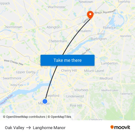 Oak Valley to Langhorne Manor map
