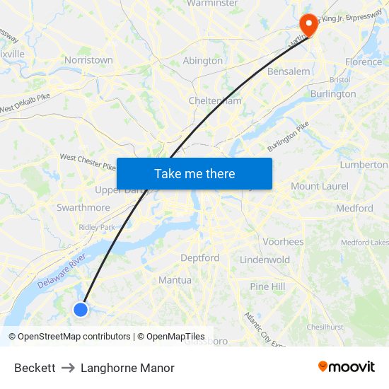 Beckett to Langhorne Manor map