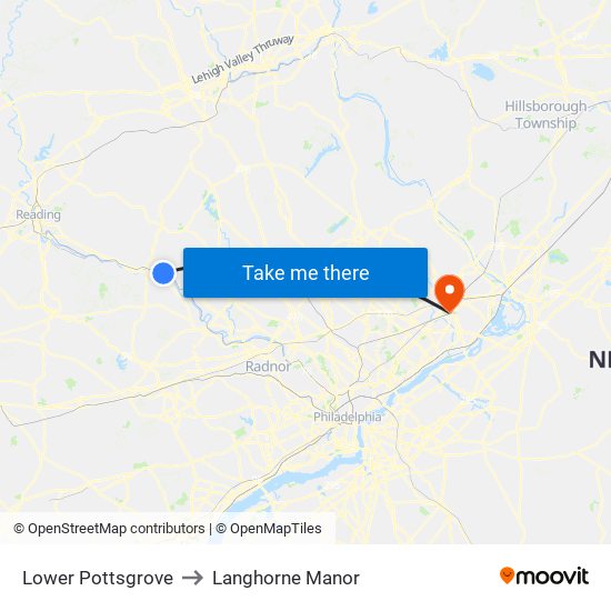 Lower Pottsgrove to Langhorne Manor map