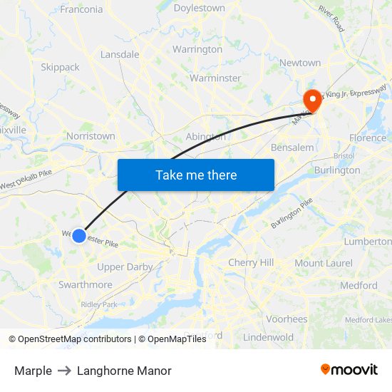 Marple to Langhorne Manor map