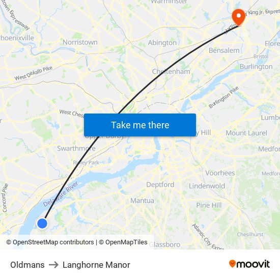 Oldmans to Langhorne Manor map