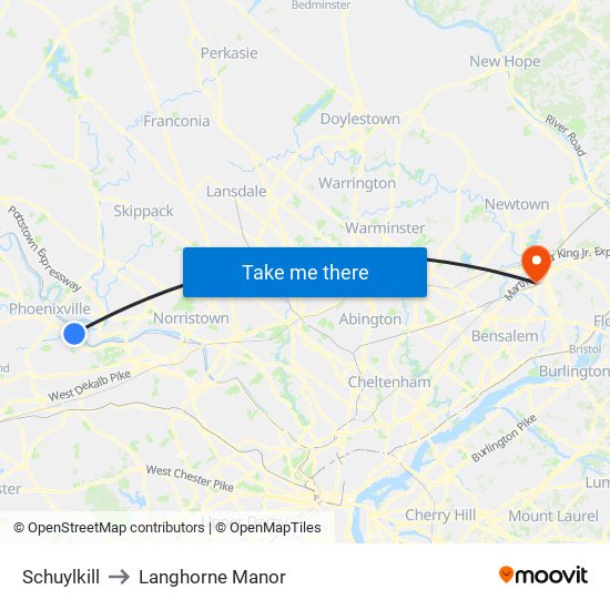 Schuylkill to Langhorne Manor map