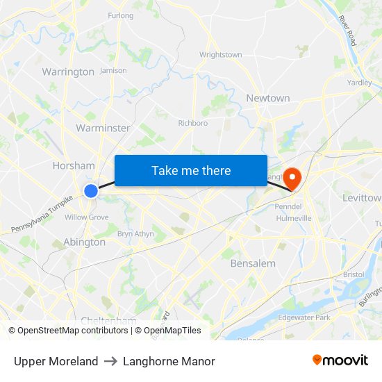 Upper Moreland to Langhorne Manor map