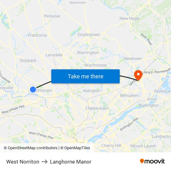 West Norriton to Langhorne Manor map