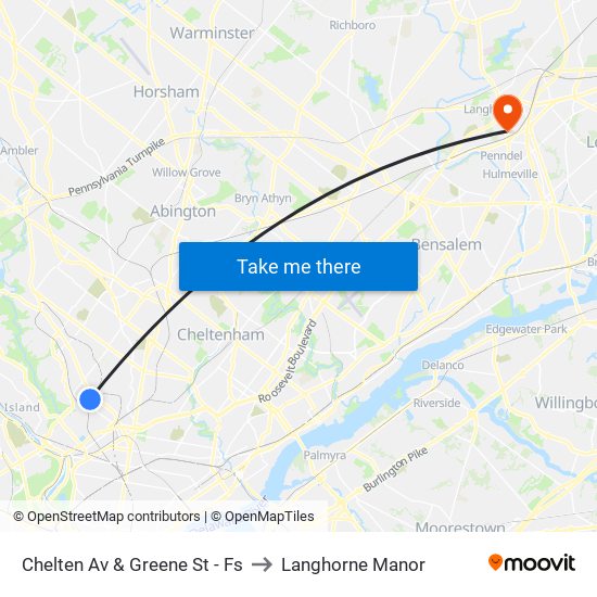 Chelten Av & Greene St - Fs to Langhorne Manor map