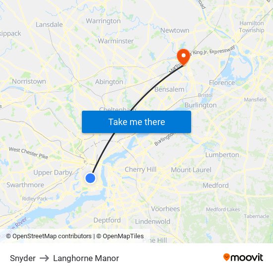 Snyder to Langhorne Manor map