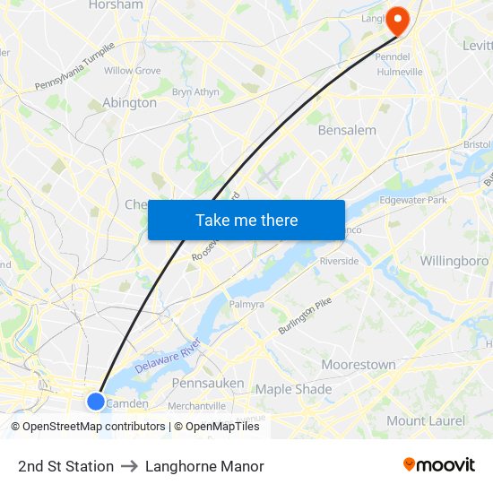 2nd St Station to Langhorne Manor map