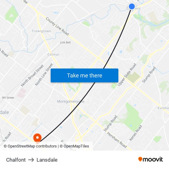 Chalfont to Lansdale map