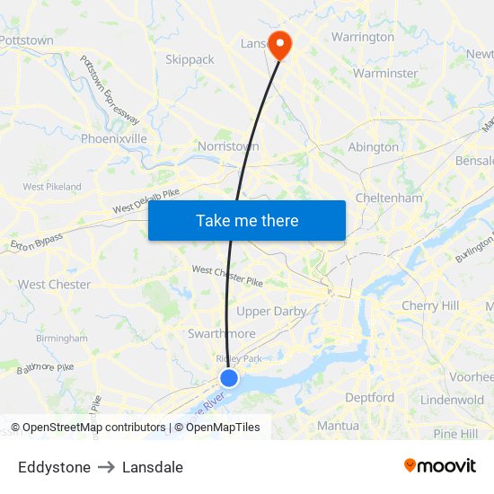 Eddystone to Lansdale map