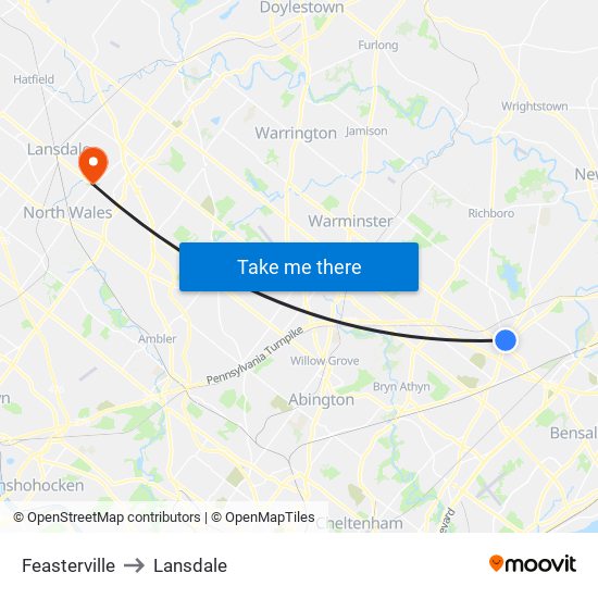 Feasterville to Lansdale map