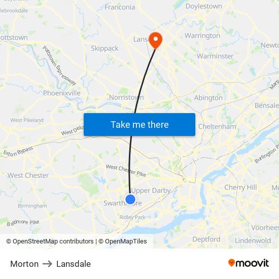 Morton to Lansdale map
