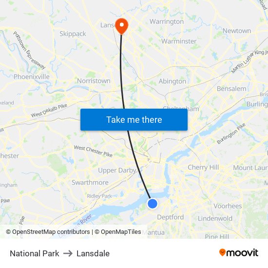 National Park to Lansdale map