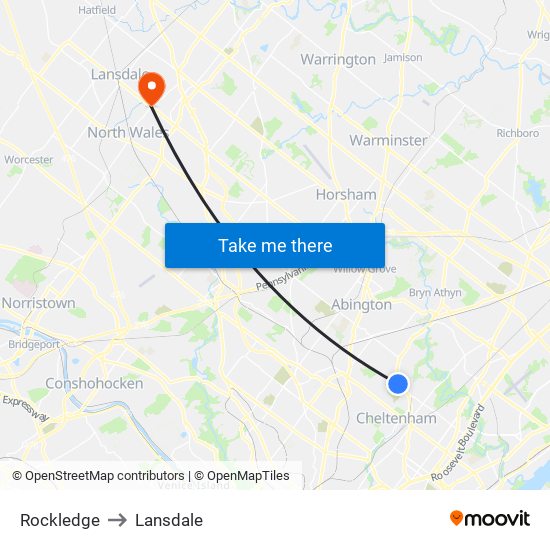 Rockledge to Lansdale map