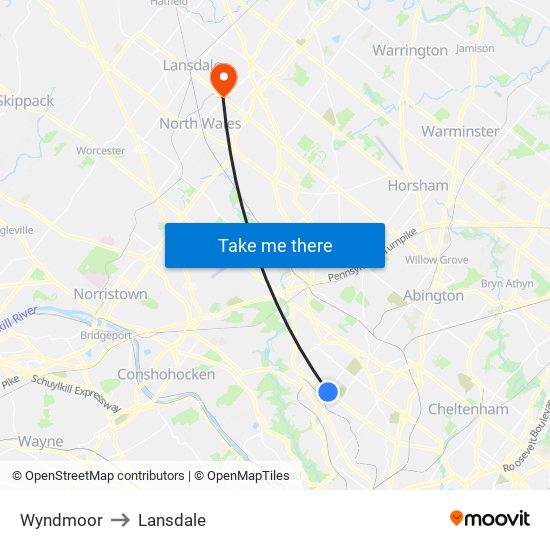 Wyndmoor to Lansdale map
