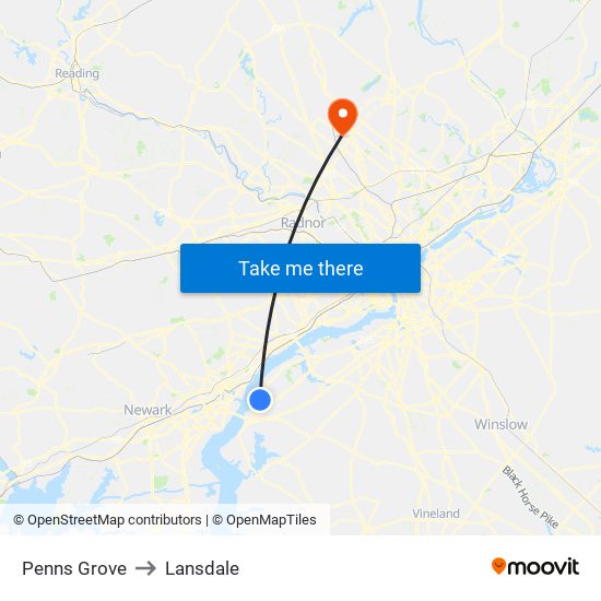 Penns Grove to Lansdale map