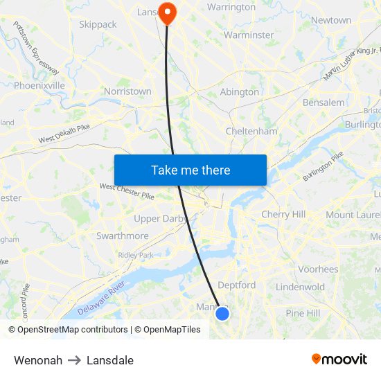 Wenonah to Lansdale map