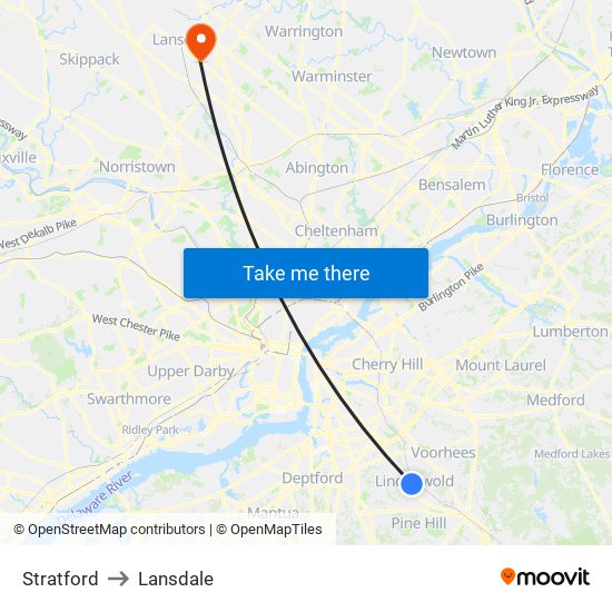 Stratford to Lansdale map