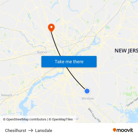 Chesilhurst to Lansdale map