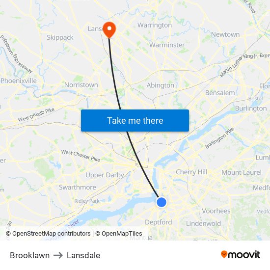 Brooklawn to Lansdale map
