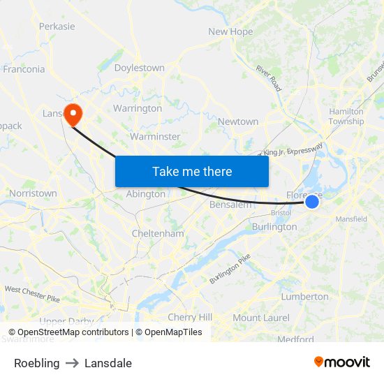 Roebling to Lansdale map