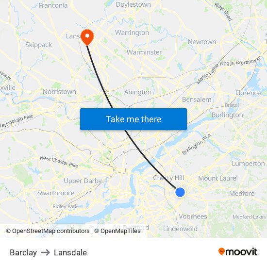 Barclay to Lansdale map